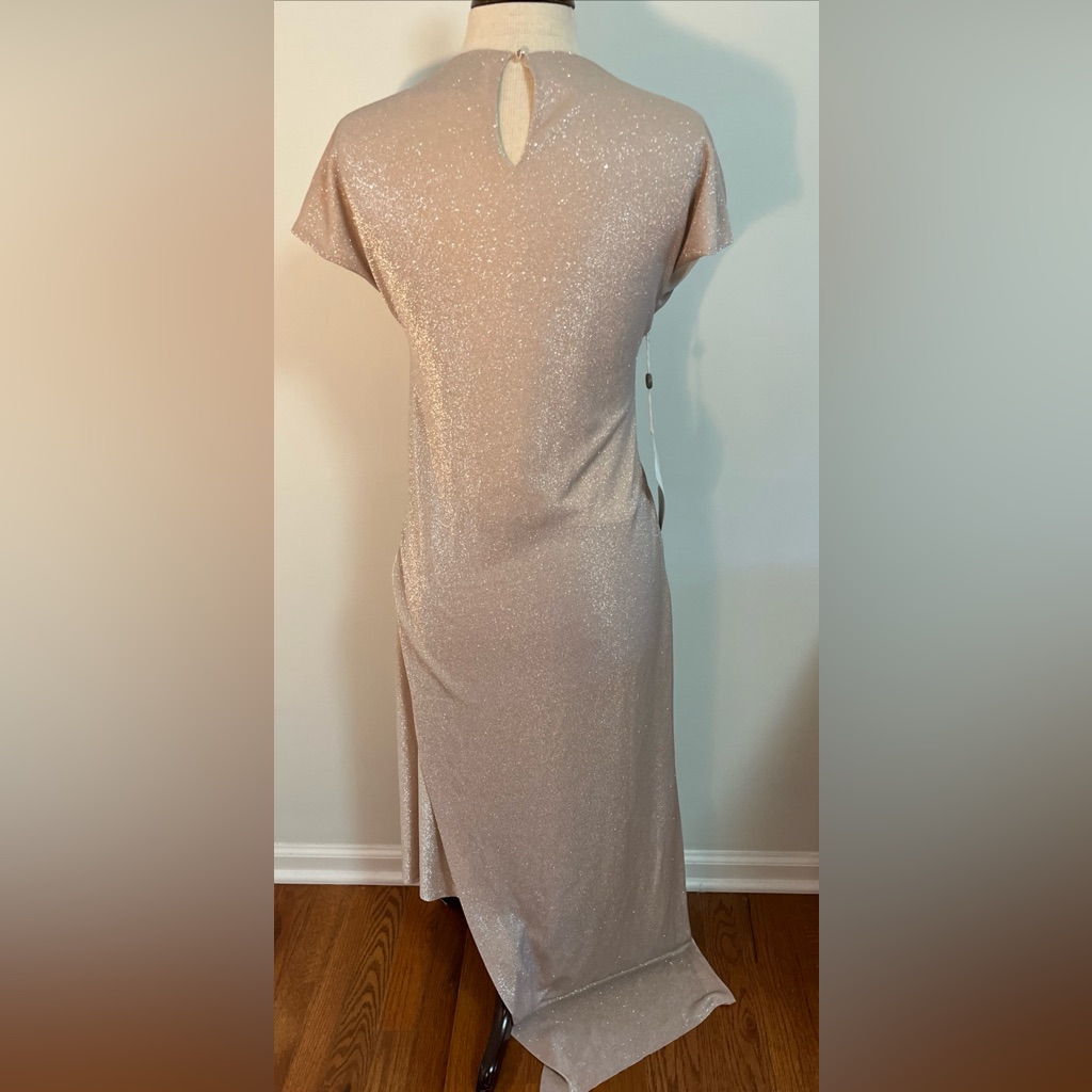 Lanvin Metallic Twisted Knot Front Asymmetric Hem Long Dress — image 7 of 8